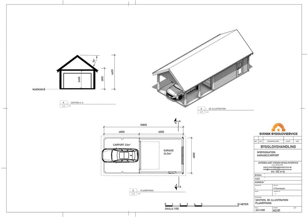 Bygglovsritning carport 2